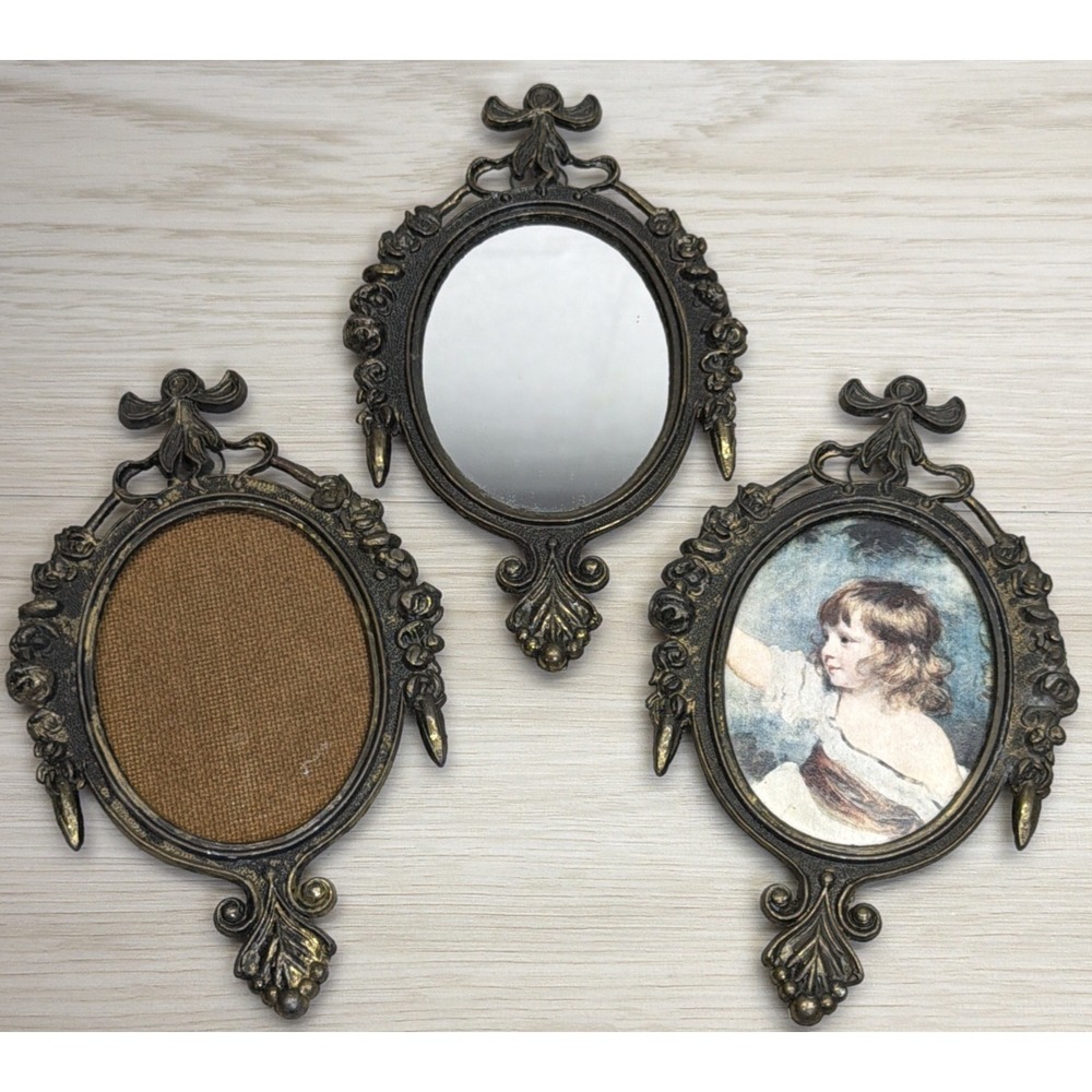 Vintage Ornate Metal Frame Made In Italy Art Nouveau Set Of 3 Please Read